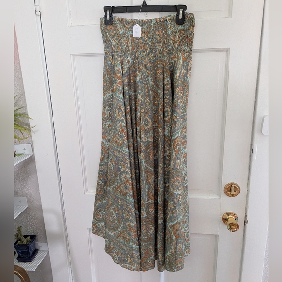 Natural Life Wanderlust Paisley Palazzo Pants Smocked Waist Boho Wide Leg Blue - Picture 4 of 6